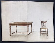Beautiful painting watercolor project armchairs table chair Napoleon III
