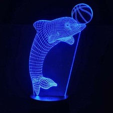 Lampe Led Dauphin RGB effet 3D