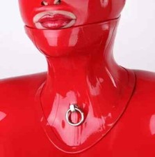 US Red Latex Hood Neck Stranglehold 0.4mm Rubber Neck Corset Collar Fetish BDSM