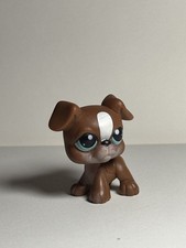 LITTLEST PETSHOP LPS #83 / 2007 HASBRO DOG PUPPY BOXER BROWN EYES BLUE GREEN
