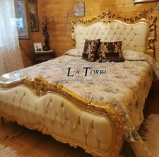 Lit Matrimonial Anouk Baroque Louis XV Or Swarovski Écaille Ivoire LT2679