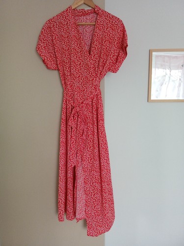 Robe portefeuille rouge blanc - robe, rouge/blanc