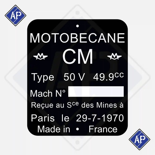 Plaque cadre motobécane 50 - de,