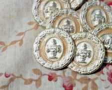 VINTAGE HAUTE COUTURE BUTTON, silver metal and enamel 1980s