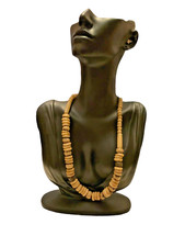 Collier Africain vintage court 47cm en os sculpté Années 70