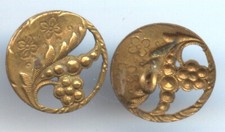 Rare: 2 ANTIQUE BUTTONS: Round and Flat. Flower Pattern Openwork - 118