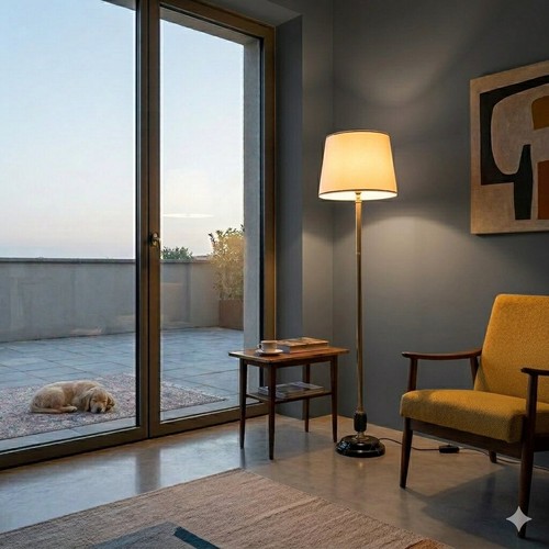 Lampadaire vintage laiton - lampadaire,
