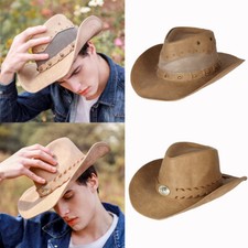 Pu chapeau en cuir denim cow - boy Wild Western cap Western chapeau à large bord