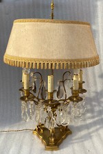 1950′ Lampe Girandole Bronze 5 Bras Pampilles Hauteur 82 cm