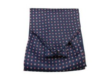 Ascot Homme De Soie Bleu et Rouge Foulard Cou A Petits Cercles Gris