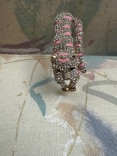 RHINESTONE HINGED 2.5" PANTHER PINK BANGLE BRACELET- FASHION JEWELRY - NEW