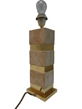 VINTAGE TRAVERTINE MESSING GILDED TABLE LAMP MID CENTURY MARBLE 1970s WILLY DARO