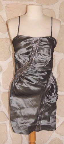 Robe soirée grise avec - robe,