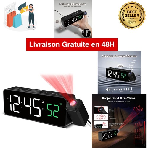 Réveil projecteur numérique - réveil,