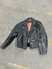 Vintage Genuine Horsehide Front Quarter Black Leather  Motorcycle Jacket