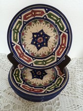Lot de 6 Anciennes Assiettes à Dessert en Céramiques Motif Populaire
