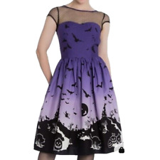 Hell Bunny Graveyard Haunt Dress Womens XS Pin Up Rockabilly Goth Bats NWOT