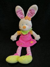 Doudou pantin lapin robe rose