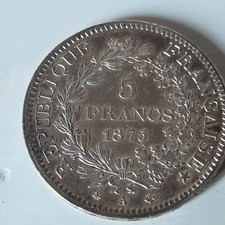 VINTAGE PIECE DE 5 FRANCS EN ARGENT 1875 A COLISSIMO GRATUIT