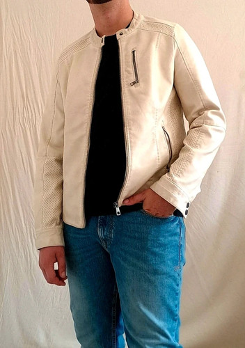 Veste simili cuir - , crème