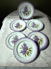 Faïence opaque de Gien fin XIX ème 6 Assiettes à Dessert Fleur de Lilas - lot B