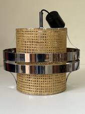 Suspension Lustre Lampe Leconte Vintage Design Cannage Années 70 