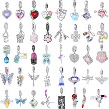 Authentic 925 Sterling Silver Hanging Beads Charms Dangle Fit European Bracelets