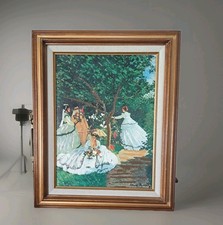Vintage Claude Monet Reproduction “Women in the Garden” Framed Canvas Print –...
