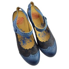 Brako Shoes EU Size 40, US 9, Women's Blue Leather Heels Removable Insoles
