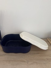 Tupperware Très Grande Boîte a pain rectangle Vague boite Bleu Marine et Blanc