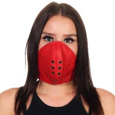 Biker Cuir Masque Bdsm Masque Protection de Bouche Vent Gay Fétiche Fête Rouge