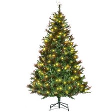 HOMCOM 6FT Pre-Lit Christmas Tree Artificial Spruce Tree Holiday Décor Stand