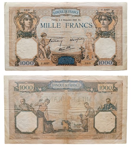 1000 francs 1938 - 1000, france
