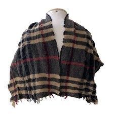 BURBERRY CHECK GRAY RECTANGLE Wool scarf 50/14 in MADE IN ITALY #A107