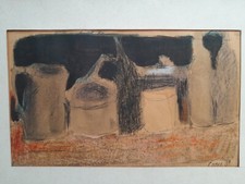 drawing signed Adolpho Couve still life mixed media