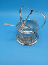 Mepra Inox Italy 18/8 Stainless Steel Glass Jelly Jar with Sterling Silver Spoon