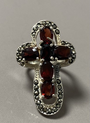 Ancienne bague argent grenat - bague,