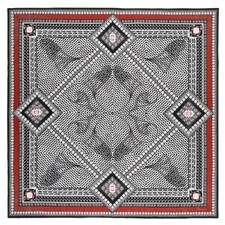 $570 NEW Baccarat Louxor SILK Crystal Print  Scarf Black White Red 140 x 140 cm