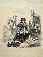 NAPOLEON BONAPARTE ASSIS CHAISE Gravure EAU FORTE Militaria XIX°