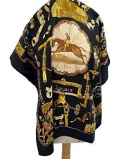 S4# Hermès copeaux Silk scarf black 35 inch made in France