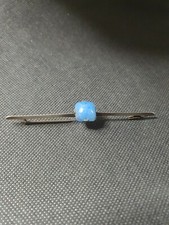 Antique Solid Silver Pin Natural Stone Blue Ref G416