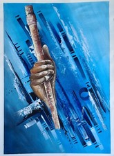 Peinture Africaine sur toile 50 X 70 (cm) : La lutte continue !