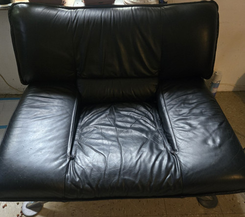 Black leather loveseat seat - loveseat, 2-seat