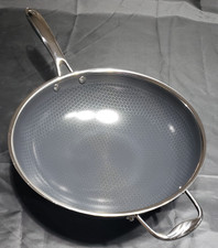 HexClad 12" Hybrid Stainless Steel Nonstick Wok- NEW No Lid - Induction Ready