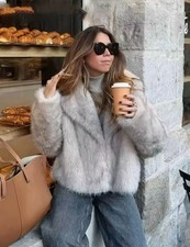 Manteau Femme Fourrure Synthétique Chaud Fluffy Long Sleeve Loose Automne Hiver