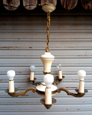 Rare lustre 5 feux en bronze
