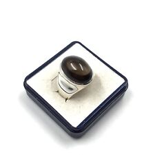 Signet band ring 925 silver jewelry smoky quartz 19.1mm/60 argent bague quatz