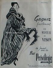 1956 FRENCH AD LOW PRIVILEGE MINK COAT STONE SIMON SIGN MINK FRENCH AD