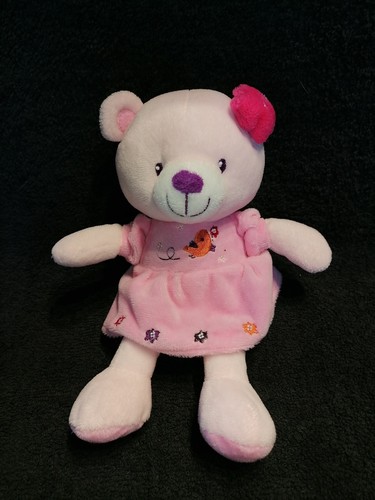 Doudou peluche ours rose robe - ours,