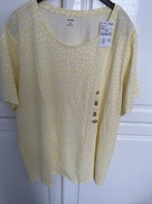 T.Shirt coton Grande Taille 3XL 54/56 jaune clair coeurs blancs 